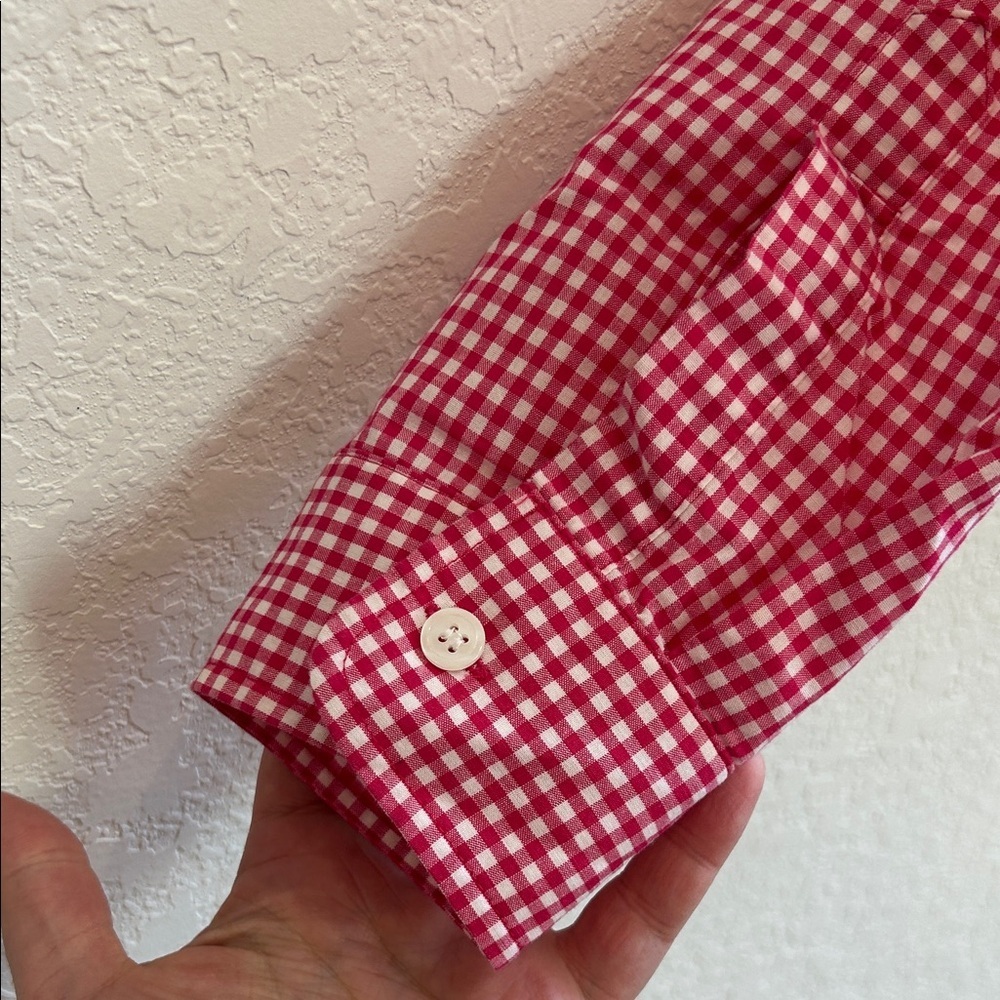Vintage Evan Picone Pink Gingham Wrap Blouse - Picture 4 of 9